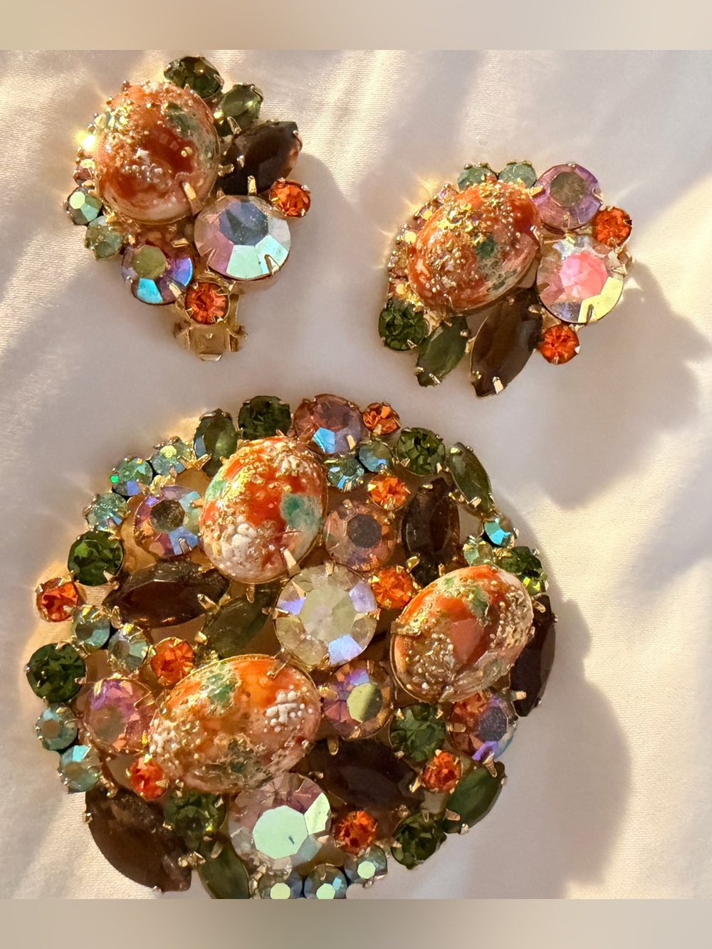 Vintage Juliana “Easter Egg” brooch and earrings